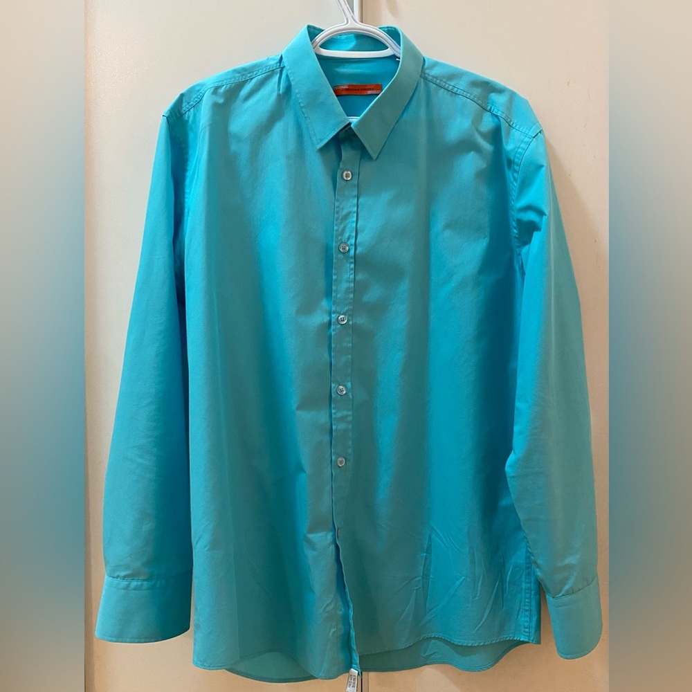 TEAL BLUE BUTTON DOWN DRESS SHIRT